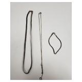 Italian sterling silver bracelet, and 2 necklaces