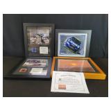 Four NASCAR photo prints with authenticity