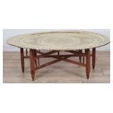 Vintage 2-piece brass tray coffee table with