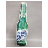 Vintage tin Rolling Rock thermometer sign