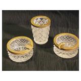 Vintage cut crystal ashtrays & cup