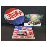 Three tin wall decorations