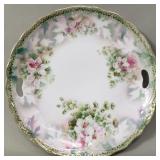 Antique handpainted floral porcelain plate with
