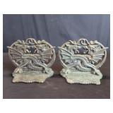 Pair of Gothic dragon bronze bookends