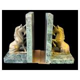 Vintage brass & marble bookends