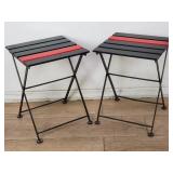 Pair of French metal and wood slatted side tables
