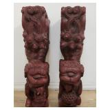 Pair of Chinese architectural hand carved brackets