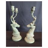 Vintage brass stag candelabras