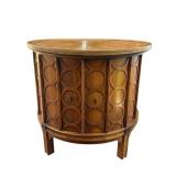 Vintage wood drum side table