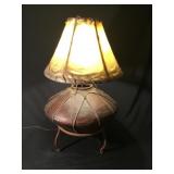 Vintage Wescal pottery lamp rawhide shade
