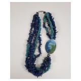 Lapis and turquoise multi-strand necklace