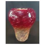 Hand blown Murano style glass vase with bubble