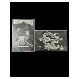 Pair of Asian carved stone plaques