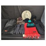 Collection of hats, scarfs, gloves and pants