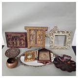 Collection of vintage items mirrored tray