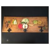 Hand carved wood wall mounted coat & hat rack