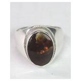 Vintage silver and smoky quartz ring