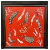 Framed Aboriginal acrylic painting on canvas