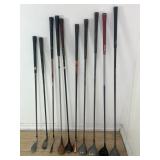 Group of 10 golf clubs