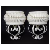 Pair of vintage metal wall pocket planters