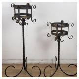 Pair of vintage wrought iron plant stands