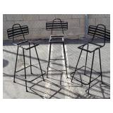 3 Mid-century iron bar stools