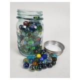 Jar of vintage marbles
