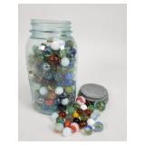 Jar of vintage marbles