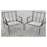 Pair of Mid-century Modern wrought-iron lounge