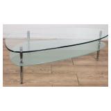 Modern 2-tier glass and chrome coffee table