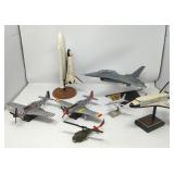 Collection of plastic and die-cast model airplanes