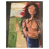 Nude oil painting on paper