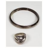 Sterling silver hinged bangle bracelet and