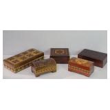 Collection of hand painted carved wood trinket