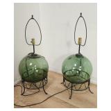 Vintage Japanese fishing float glass ball lamps