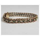 Vintage 14k yellow gold diamond and green