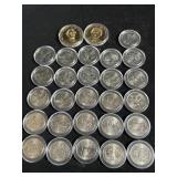 Group of 25 mint US state coins with gold