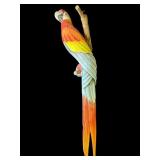 Hand carved wood parrot sculpture
