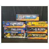 Seven Hot Wheels NASCAR diecast team transporters