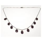 Sterling silver and purple glass stone necklace