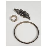 Vintage (Mexico) sterling silver bracelet, ring,