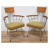 Pair of Richard McCarthy-style oak, iron and