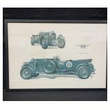Framed vintage Bentley automotive print