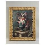 Antique floral still life oil on canvas,