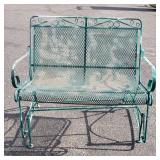 Vintage wrought iron patio bench
