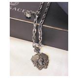 Medusa winged serpent pendant & link necklace