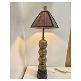 Vintage embossed brass on metal base table lamp