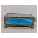 Vintage brass and glass music box
