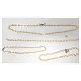 Pearl necklaces with 14k white gold clasps