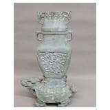 Chinese carved stone vase on a separate turtle